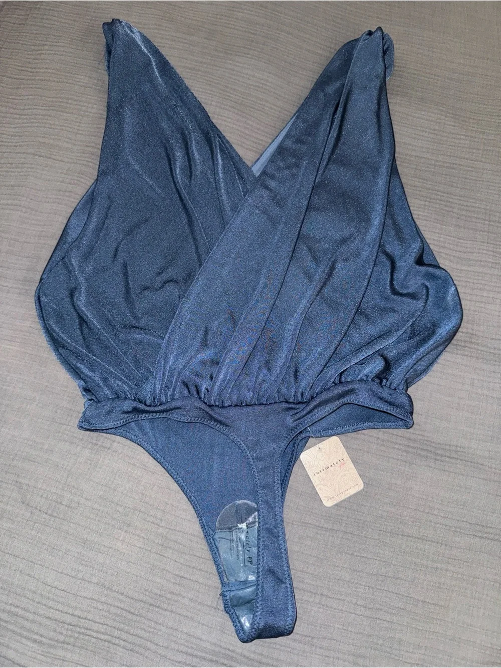 Free People Denim Blue Draped Surplice Tank